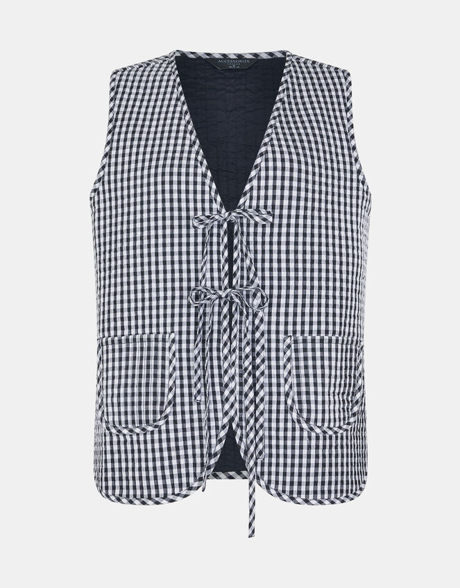 Gingham Waistcoat, Black (BLACK), large