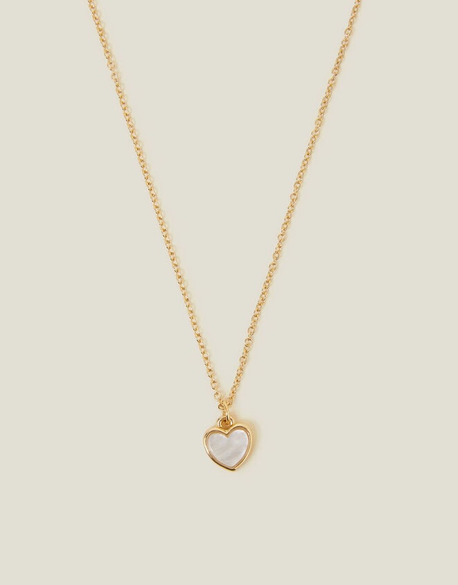 Pearly Heart Pendant Necklace, , large