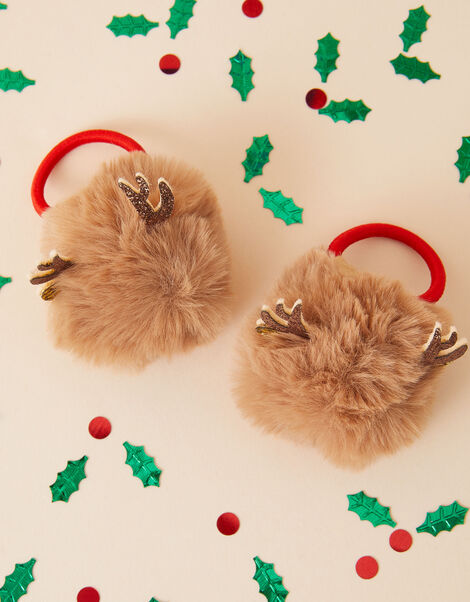 Girls Christmas Reindeer Hairband Set of Two, , large