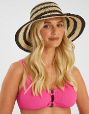 Stripe Raffia Bucket Hat, , large