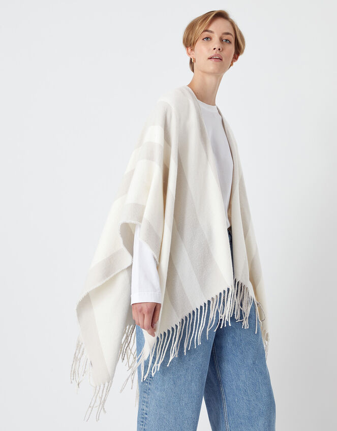 Stripe Wrap Poncho, , large
