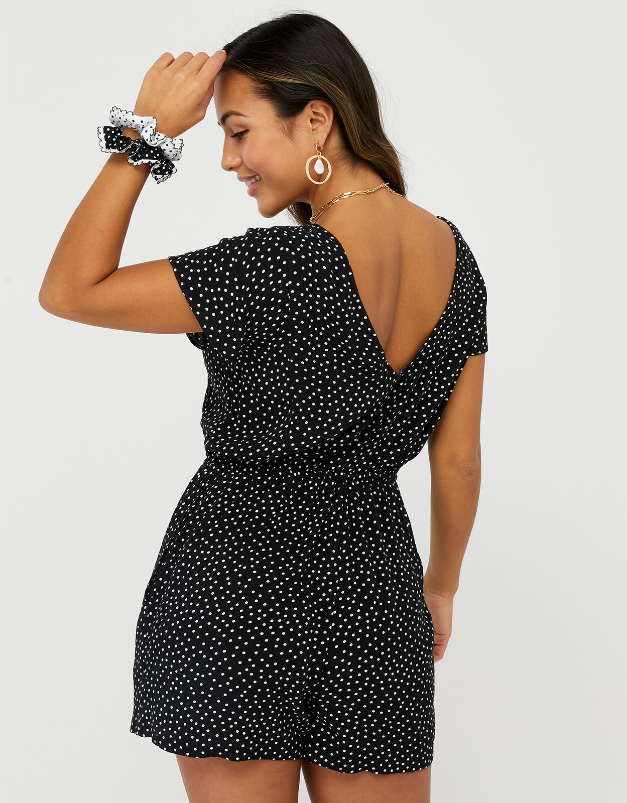 Black polka dot playsuit store
