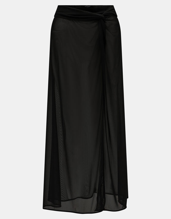 Knot Wrap Sarong Skirt, Black (BLACK), large