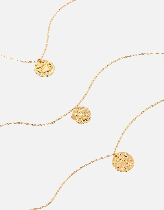 Gold-Plated Textured Horoscope Necklace, Gold (GOLD), large