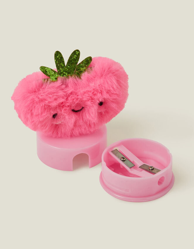 Girls Faux Fur Strawberry Pencil Sharpener, , large
