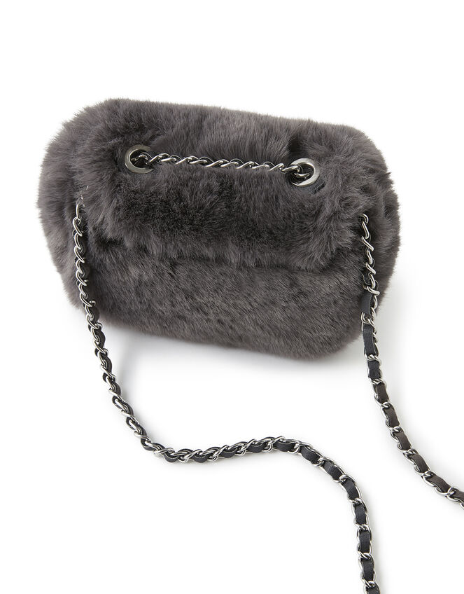 Mini Fluffy Cross-Body Bag, Grey (GREY), large