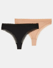 2-Pack Lace-Trim Thongs, Multi (ASSORTED), large