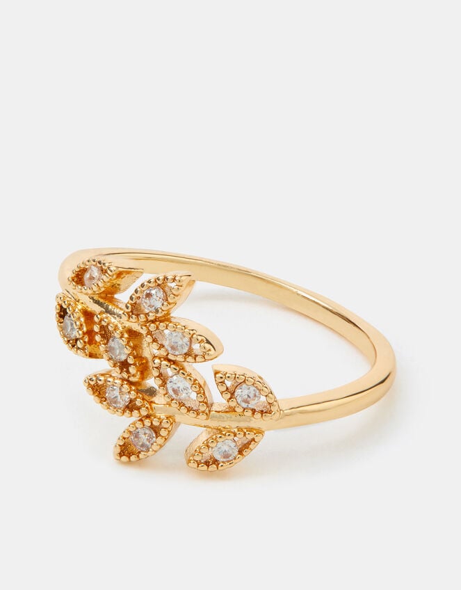 Cubic Zirconia Vine Ring, White (CRYSTAL), large