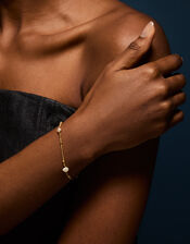 14ct Gold-Plated Pearl Station Bracelet, , large
