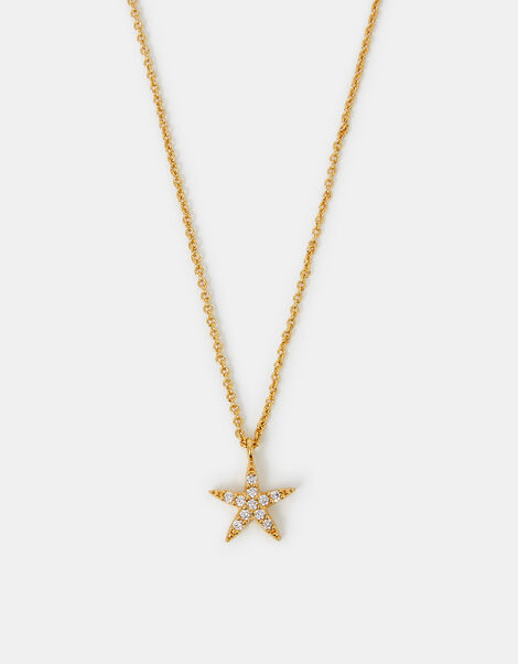 14ct Gold-Plated Starfish Pendant Necklace, , large