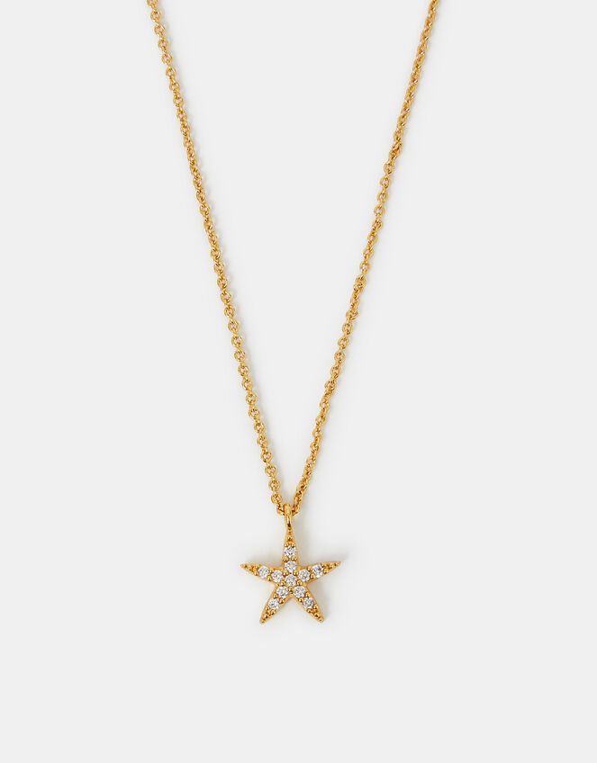 14ct Gold-Plated Starfish Pendant Necklace, , large