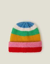 Stripe Knit Beanie Hat, , large