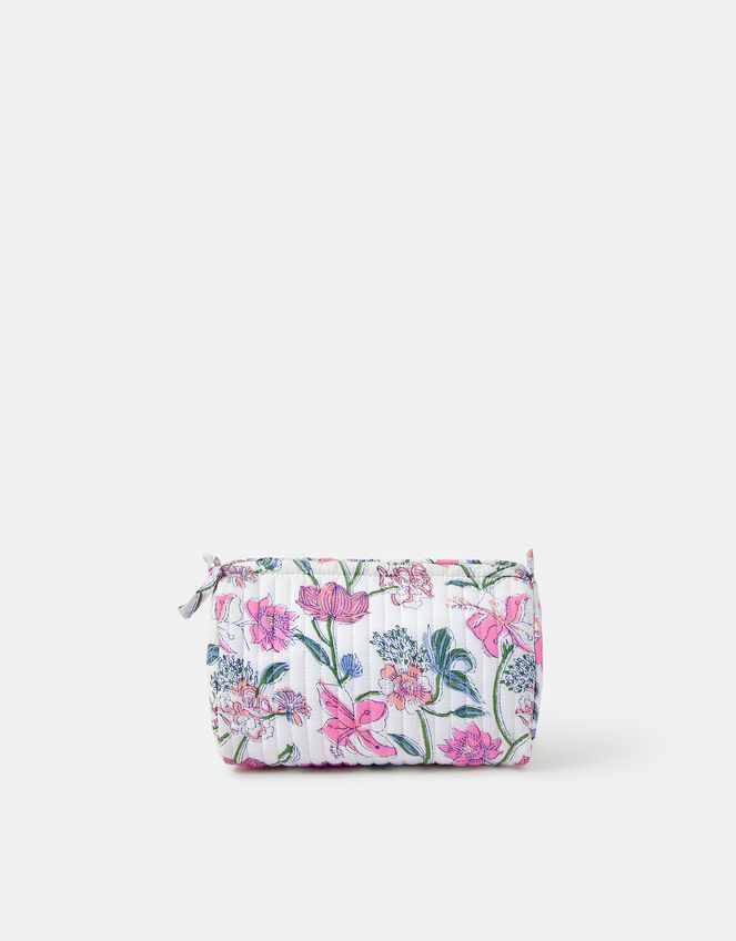 Medium Floral Print Quilted Make Up Bag, , large