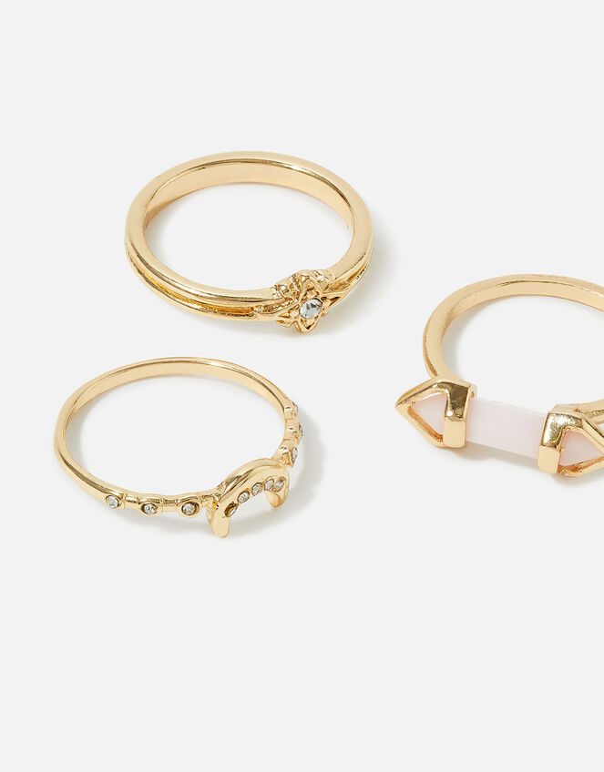 Star Moon Rings Set of Three, Pink (PINK), large