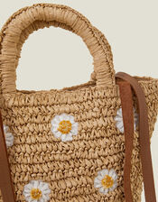 Raffia Daisy Handbag, , large