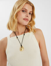 14ct Gold-Plated Pendant Leather Cord Necklace, , large