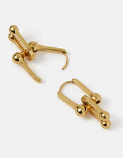 Stainless Steel Horseshoe Link Drop Earrings, , large