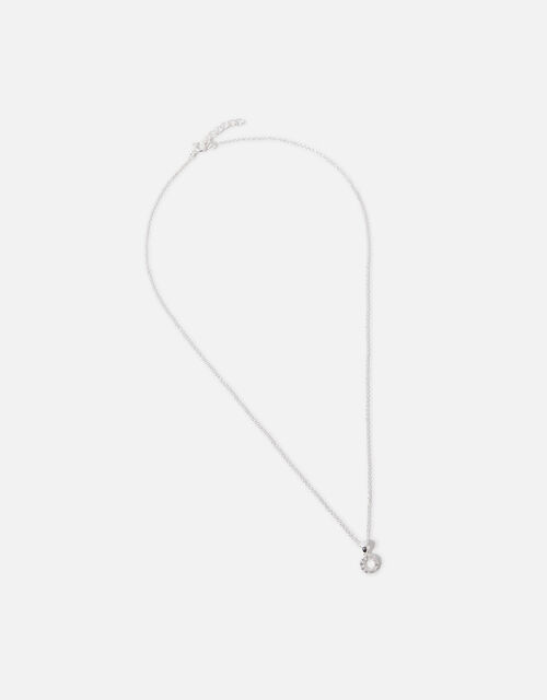 Sterling Silver Sparkle Circle Pendant Necklace, , large