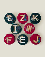 Round Initial Velvet Jewellery Box, Multi (BRIGHTS MULTI), large