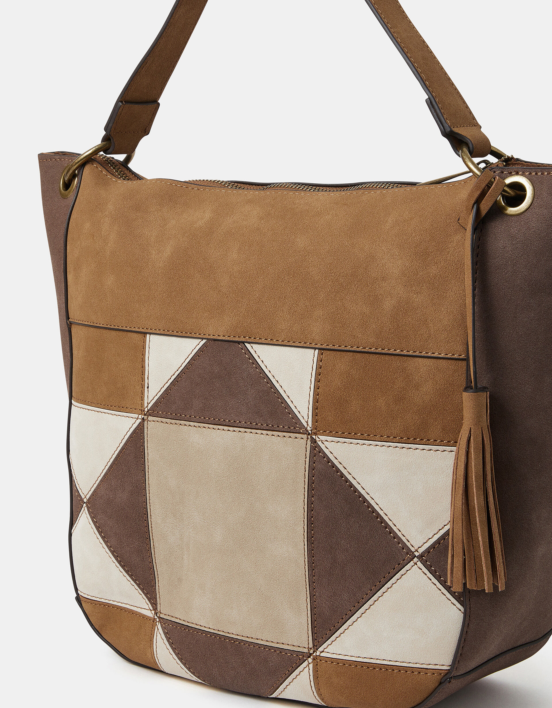 Patchwork Suedette Shoulder Bag | Shoulder Bags