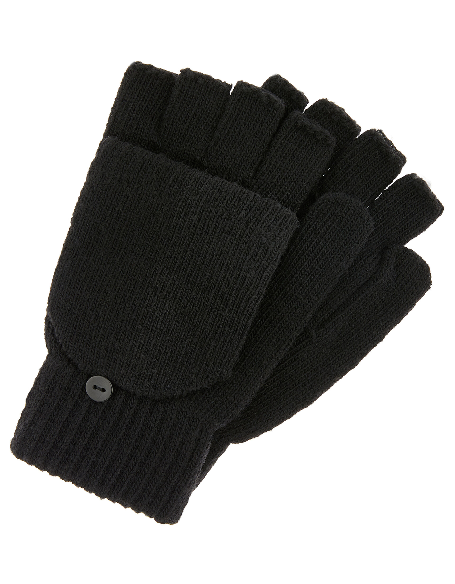 Capped Gloves with Recycled Polyester, Black (BLACK), large