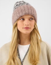Embellished Fair Isle Beanie Hat, , large