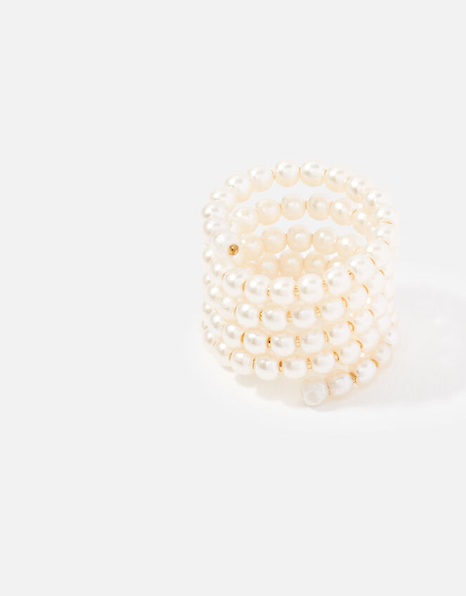 Blue Harvest Pearl Wrap Ring, Cream (PEARL), large