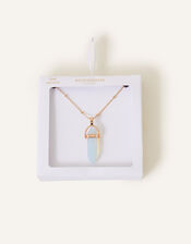 Semi-Precious Stone Pendant Necklace, White (WHITE), large