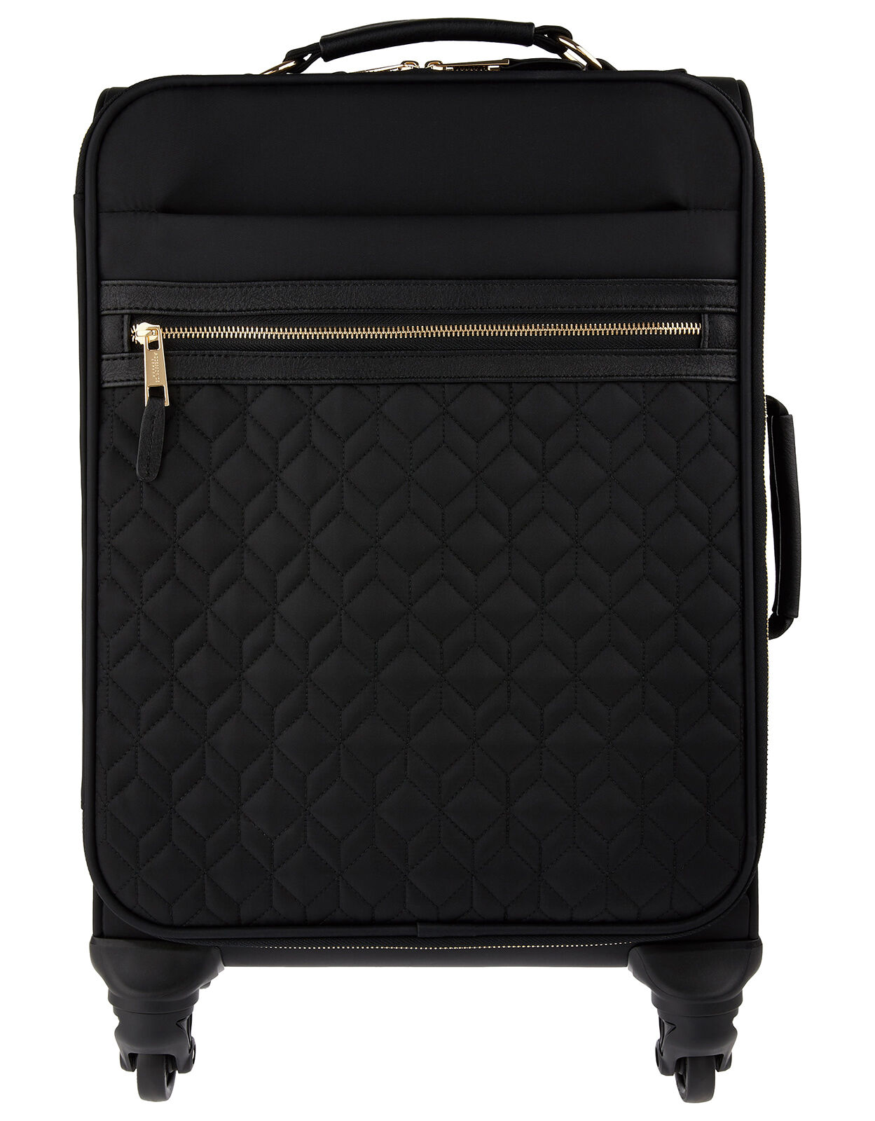 Black quilted suitcase deals