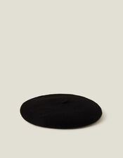 Wool Bow Beret, Black (BLACK), large