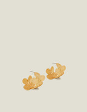 Statement Flower Hoop Earrings Gold, , large