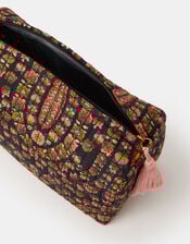 Large Floral Print Quilted Wash Bag, , large