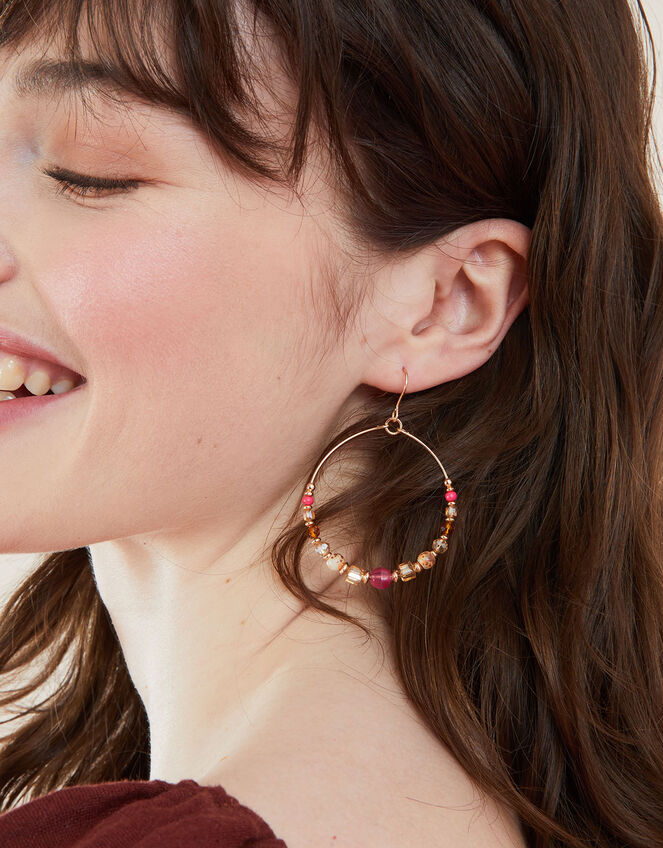 Beaded Hoop Earrings, , large