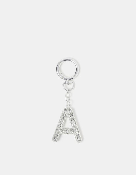 Diamant&eacute; Initial Bag Charm, Silver (SILVER), large