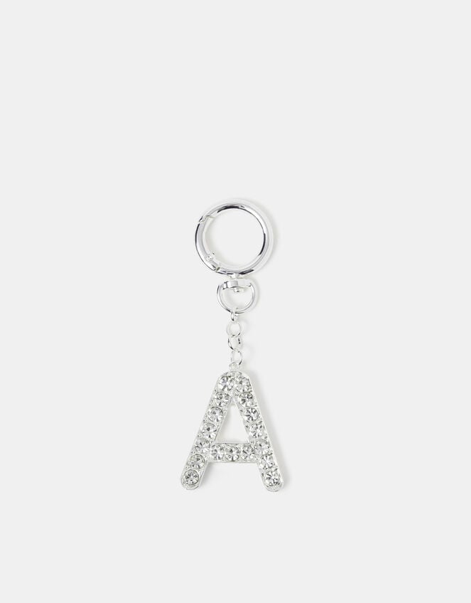 Diamant&eacute; Initial Bag Charm, Silver (SILVER), large