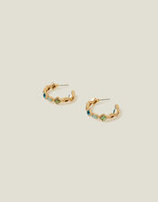 Eclectic Stone Hoop Earrings, , large