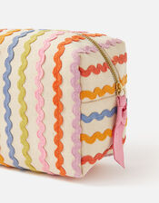 Rainbow Ric Rac Boxy Wash Bag, , large