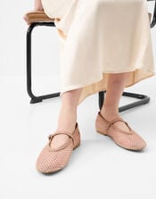 Rhinestone Mesh Mary Jane Ballet Flats, Pink (PINK), large