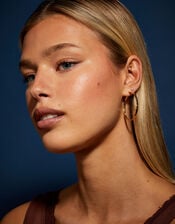 14ct Gold-Plated Flat Twist Hoop Earrings, , large