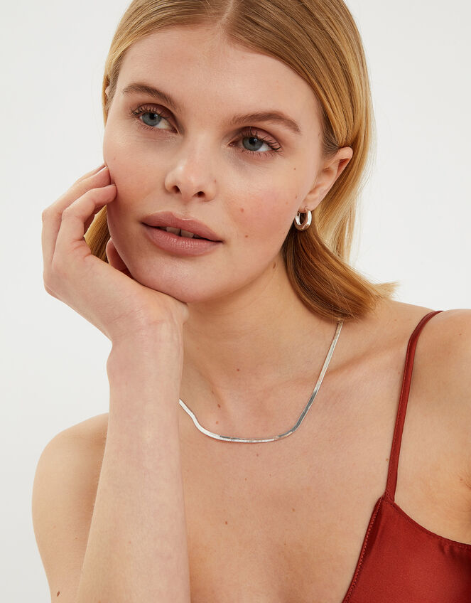Sterling Silver-Plated Omega Chain Necklace, , large
