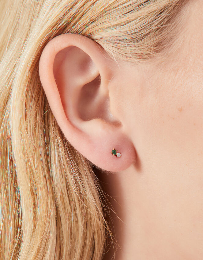 14ct Gold-Plated Birthstone Single Stud Earring, Gold (GOLD), large