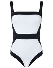 Illusion Textured Shaping Swimsuit, Black (BLACK), large