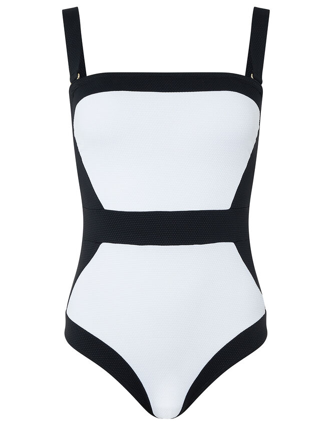Illusion Textured Shaping Swimsuit, Black (BLACK), large