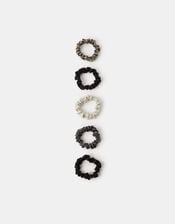 5-Pack Skinny Metallic Hair Scrunchies, , large