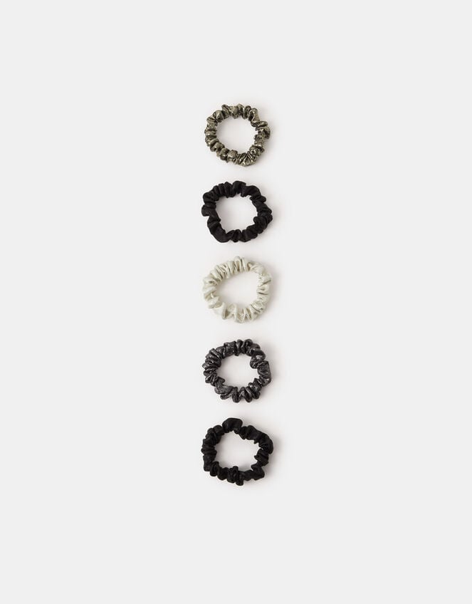 5-Pack Skinny Metallic Hair Scrunchies, , large
