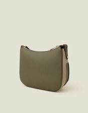 Two-Tone Faux Leather Crossbody Bag Khaki, , large