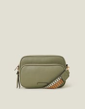 Dina Double Zip Crossbody Bag, Green (KHAKI), large