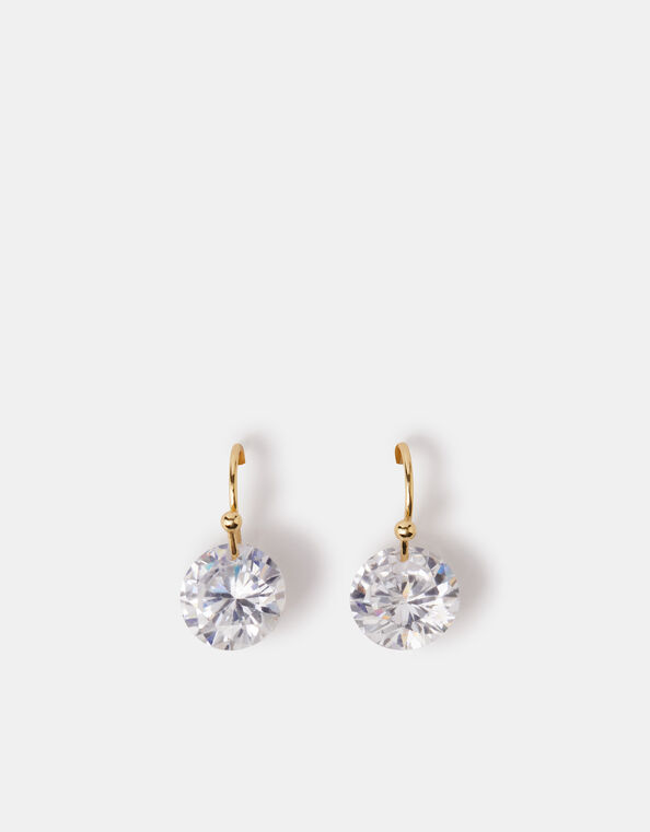 14ct Gold-Plated Cubic Zirconia Drop Earrings, Gold (GOLD), large