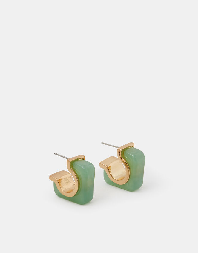 Chunky Square Resin Hoop Earrings, , large