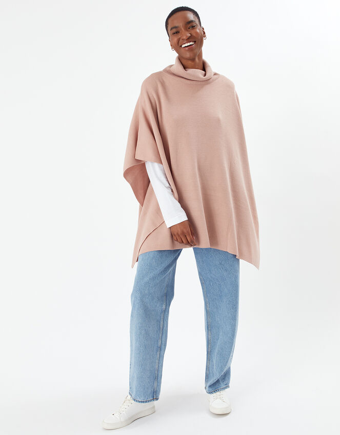 Rollneck Poncho, Pink (PINK), large